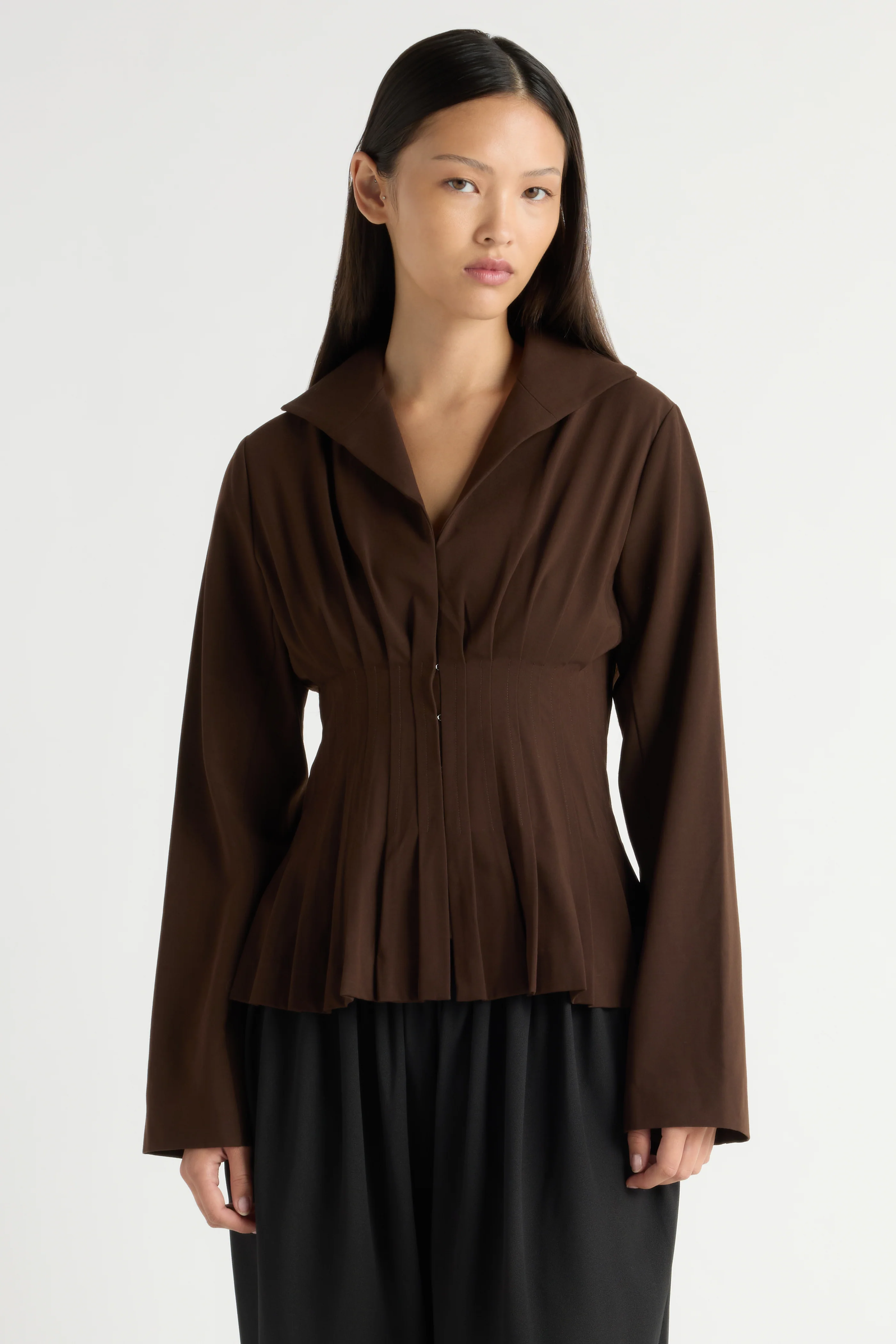 Czarina Hook-and-Eye Pleated Blouse