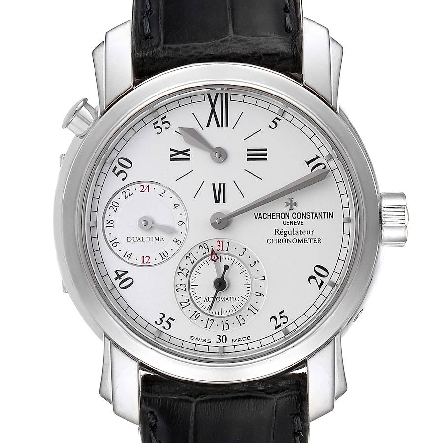 Vacheron Constantin Malte Dual Time Regulator White Gold Mens Watch 42005