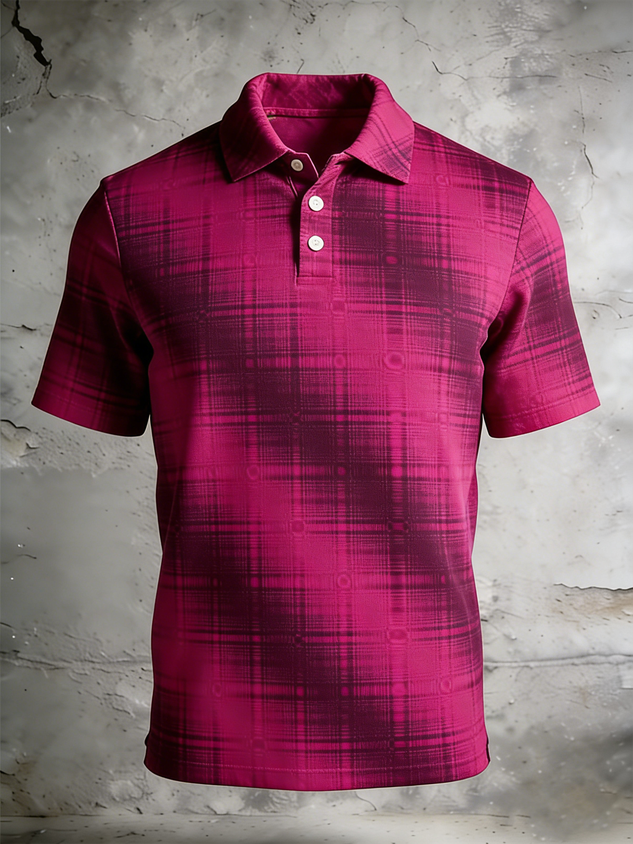 Moisture Wicking 3D Gradient Abstract Geometric Short Sleeve Golf Polo