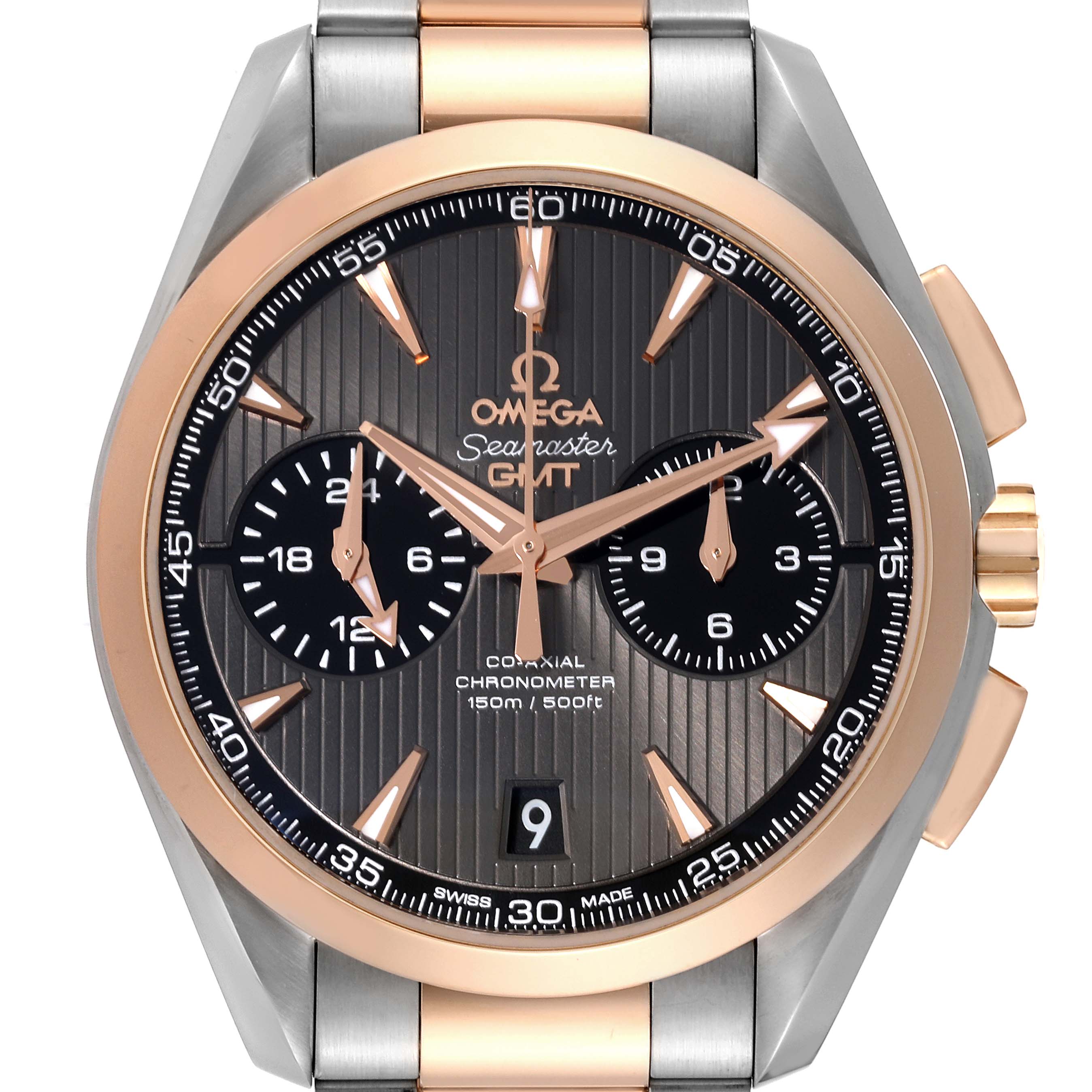 Omega Aqua Terra GMT Steel Rose Gold Mens Watch 43.0 MM 231.20.43.52.06.001