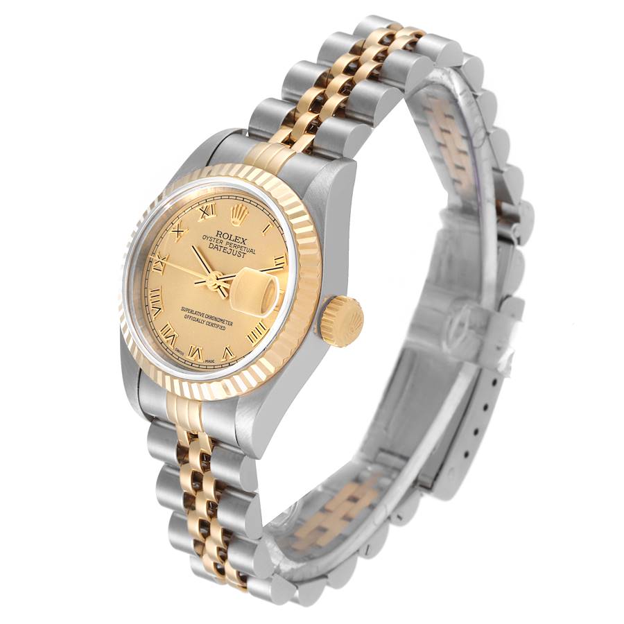 Rolex Datejust Steel Yellow Gold Champagne Roman Dial Ladies Watch 69173 Papers