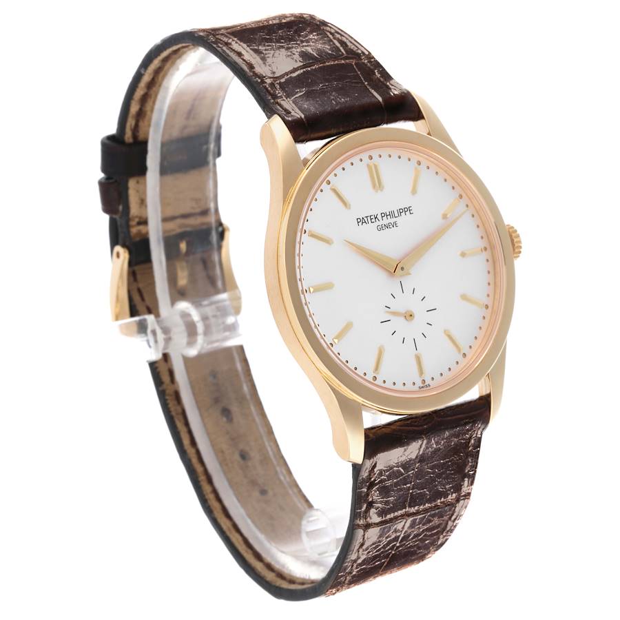 Patek Philippe Calatrava Yellow Gold Silver Dial Mens Watch 5196J