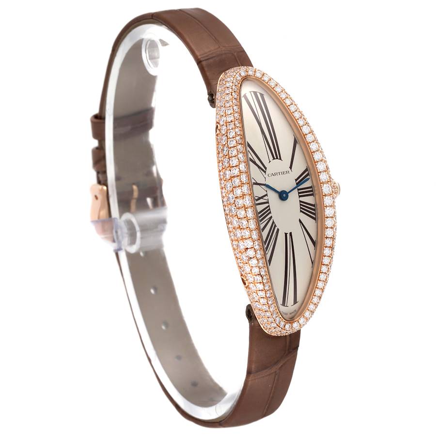 Cartier Baignoire Allongee Rose Gold Diamond Ladies Watch WJBA0006