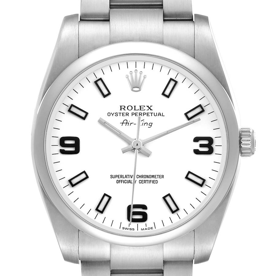 Rolex Air King 34mm White Dial Steel Mens Watch 114200