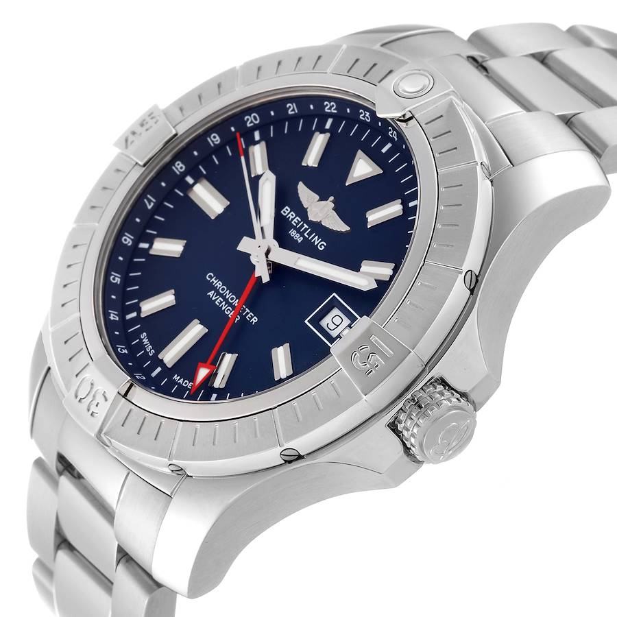 Breitling Aeromarine Avenger II GMT Blue Dial Steel Mens Watch A32395