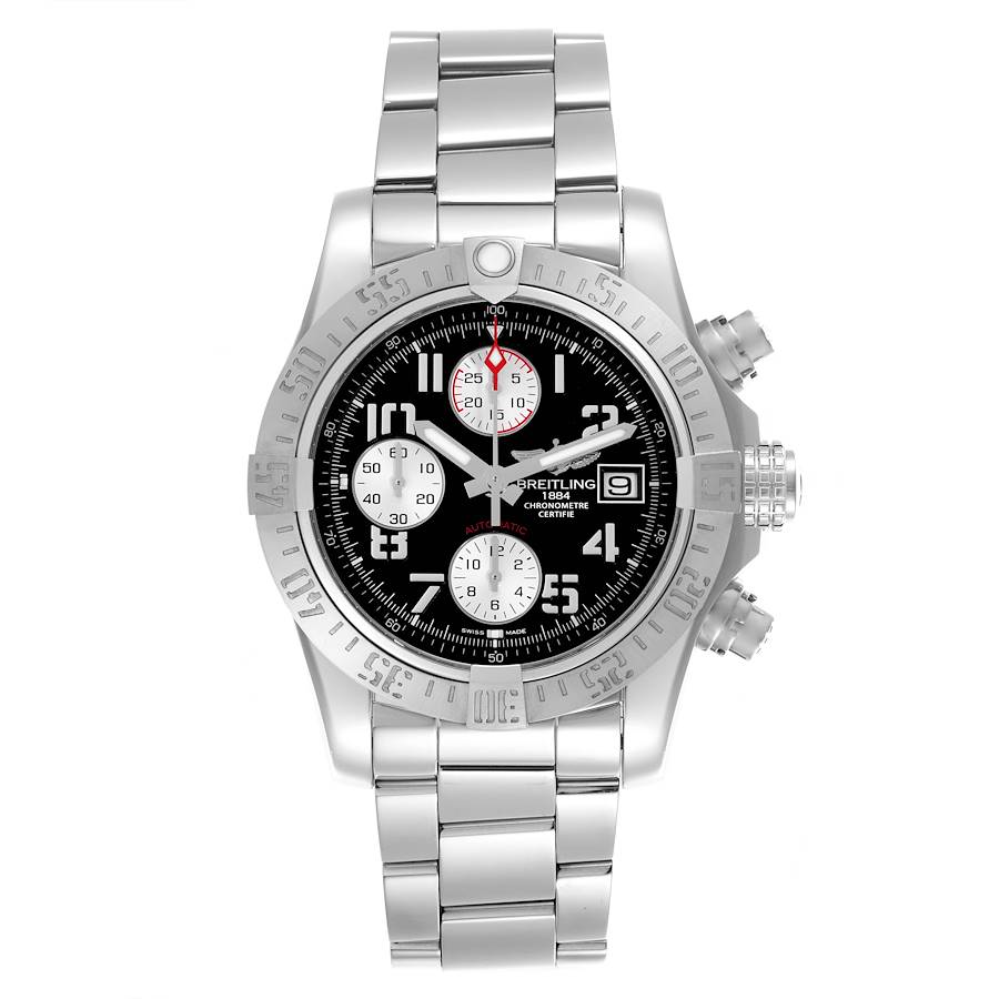 Breitling Avenger II Black Dial Steel Mens Watch A13381