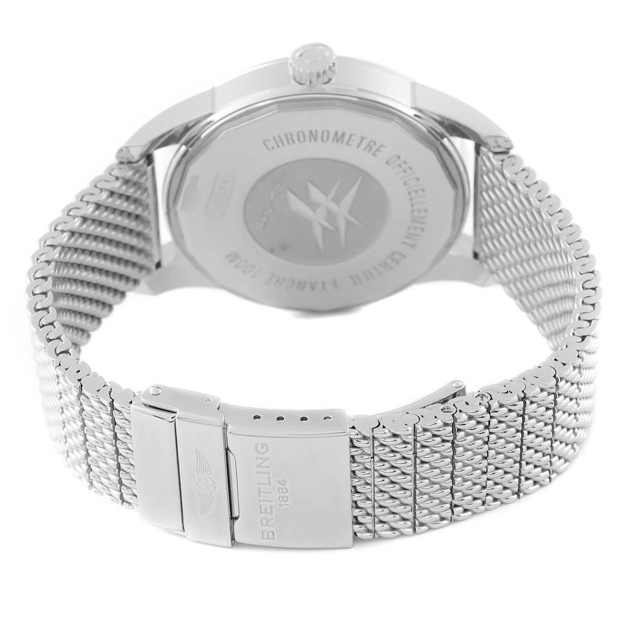 Breitling Transocean Silver Dial Mesh Bracelet Steel Mens Watch A45310