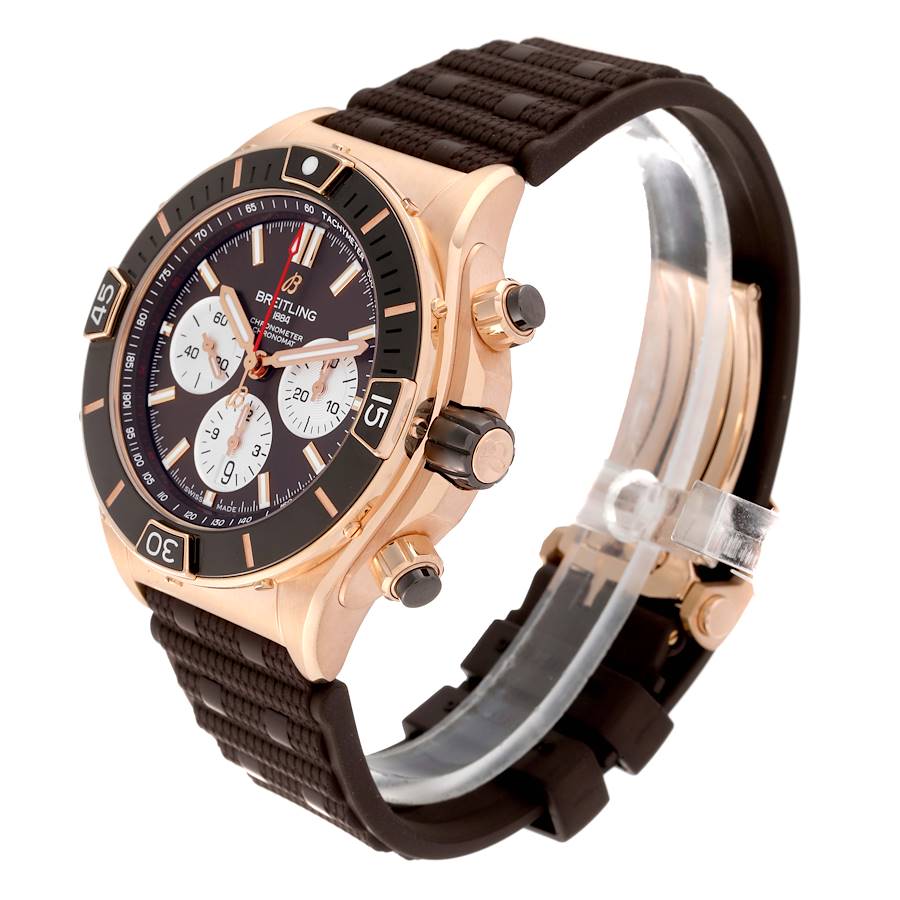 Breitling Chronomat B01 Rose Gold Brown Dial Mens Watch RB0136