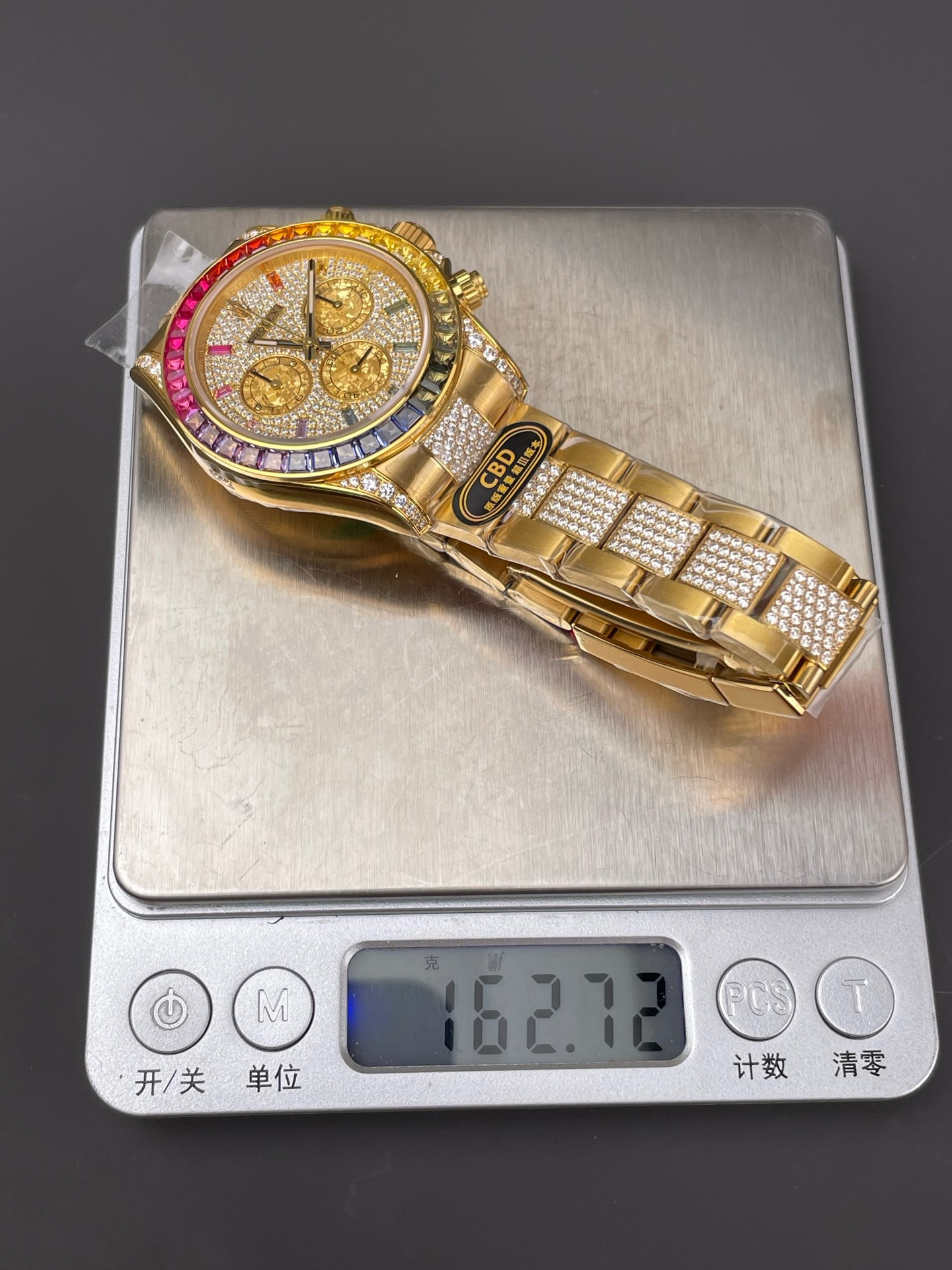 Rainbow Daytona Platinum Full Stone Bezel