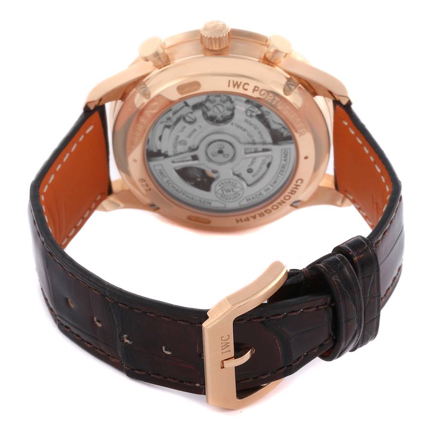 IWC Portuguese Chronograph Rose Gold Silver Dial Mens Watch IW371611