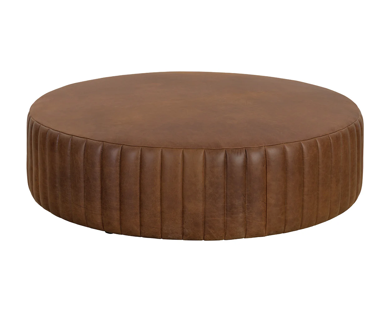 Divano Ottoman – Round Upholstered Ottoman in Cream Bouclé with Hidden Storage Function