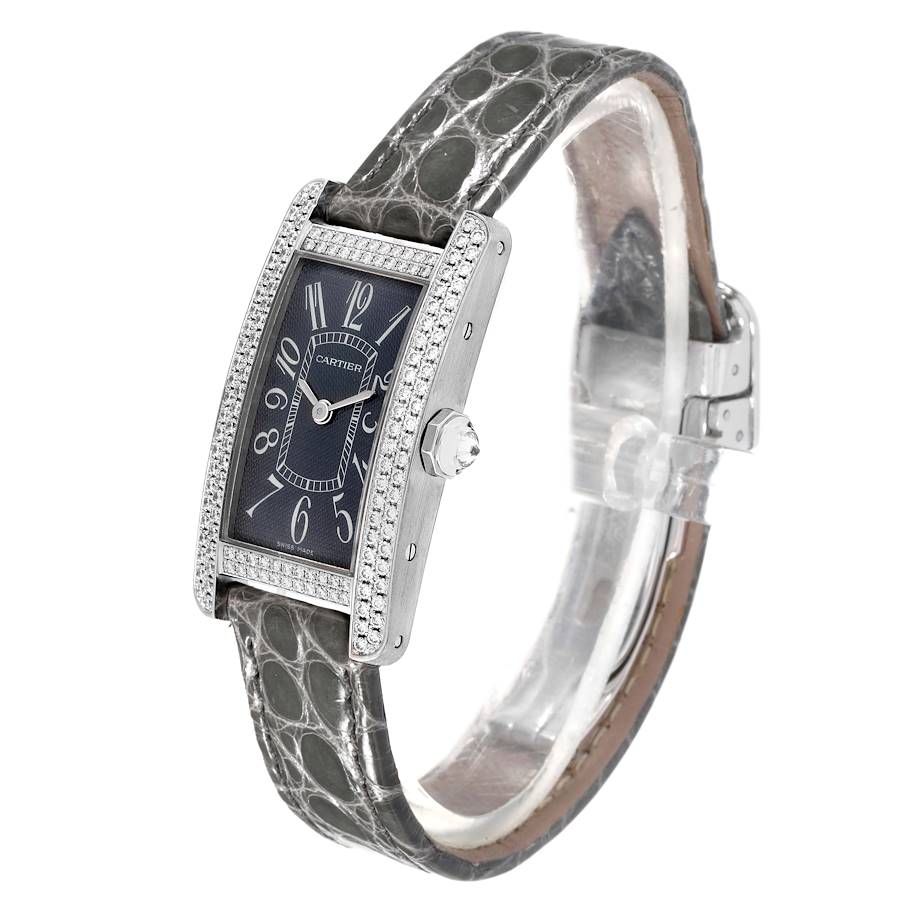Cartier Tank Americaine Large White Gold Diamond Ladies Watch WB705131