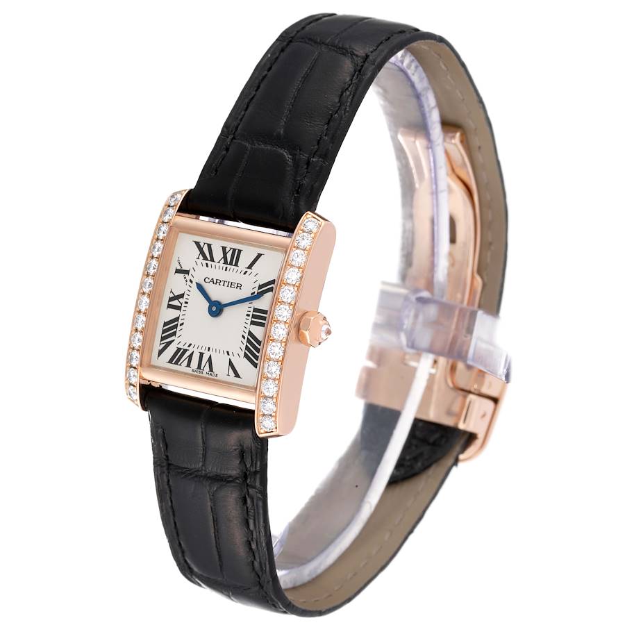 Cartier Tank Francaise Rose Gold Diamond Black Strap Ladies Watch WE104531