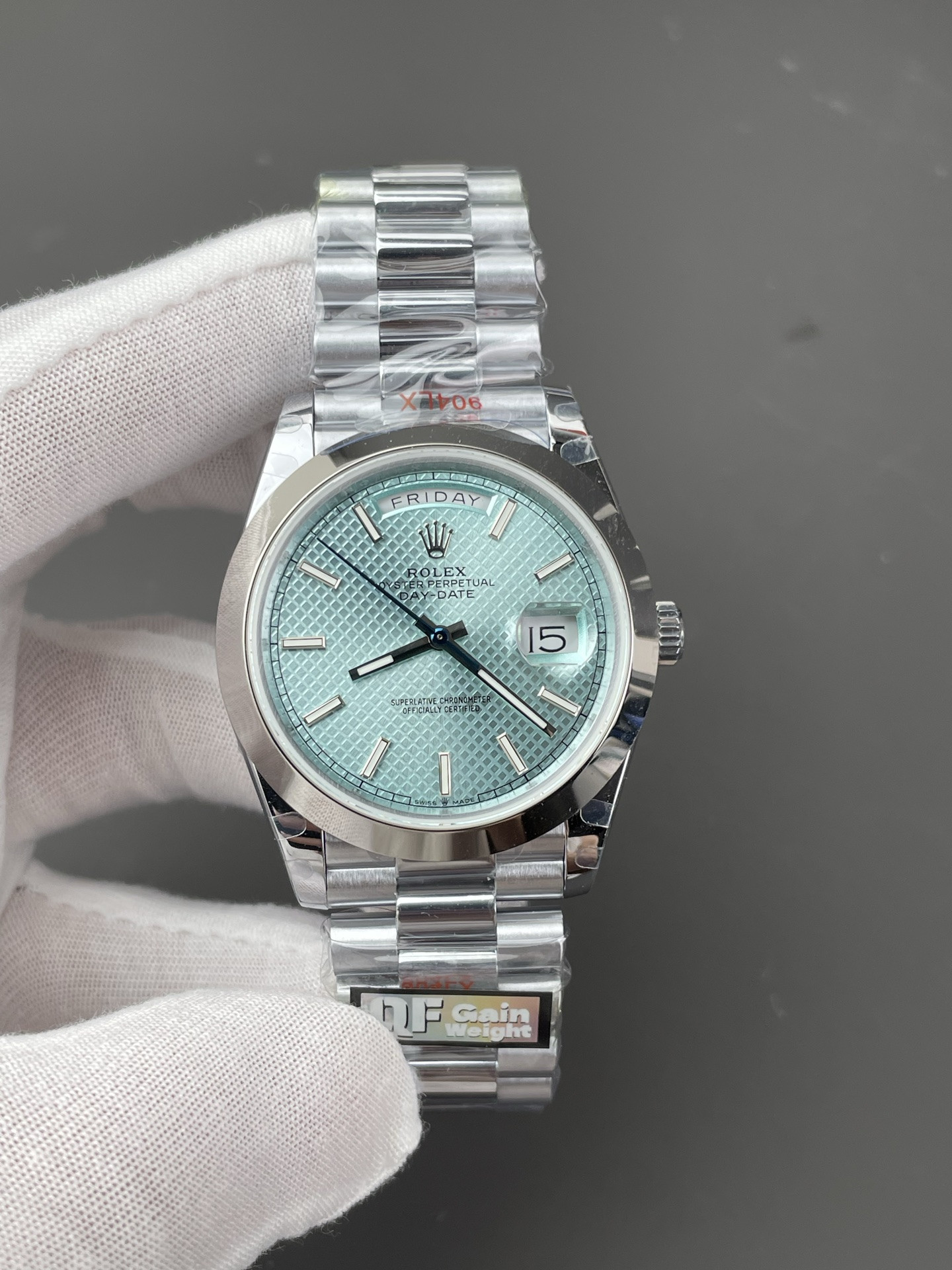 Grid Ice Blue Dial Day-Date