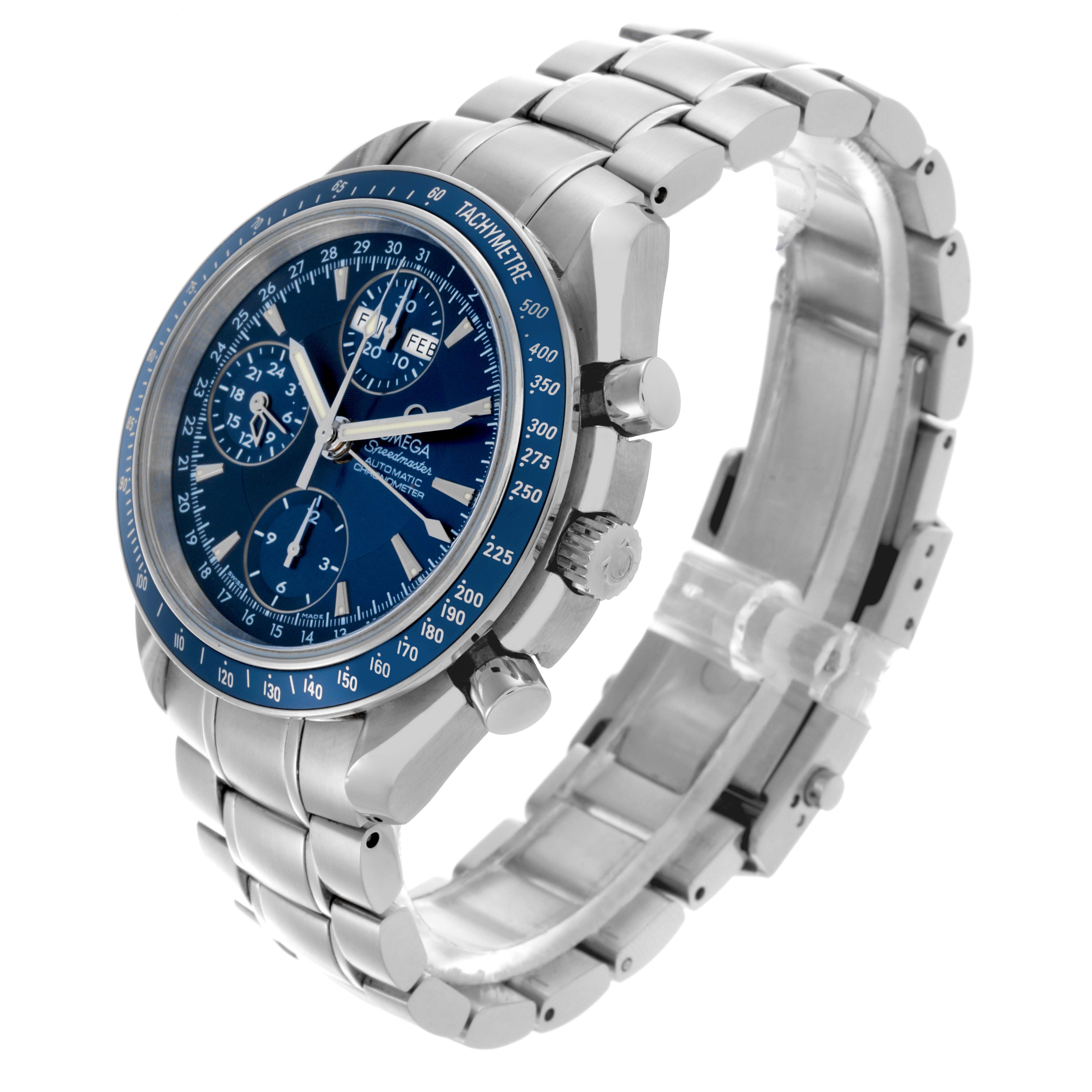 Omega Speedmaster Day Date Blue Dial Steel Mens Watch 39.0 MM 3222.80.00