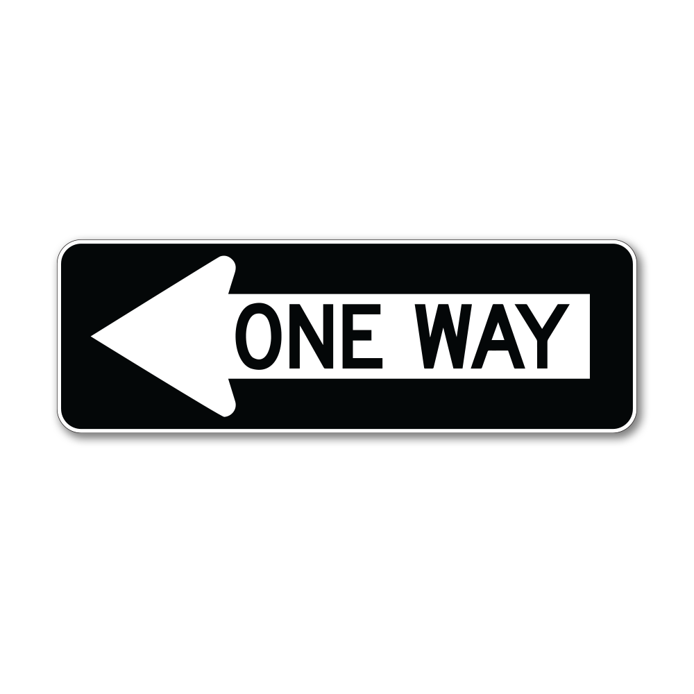 One Way in Left Arrow Sign