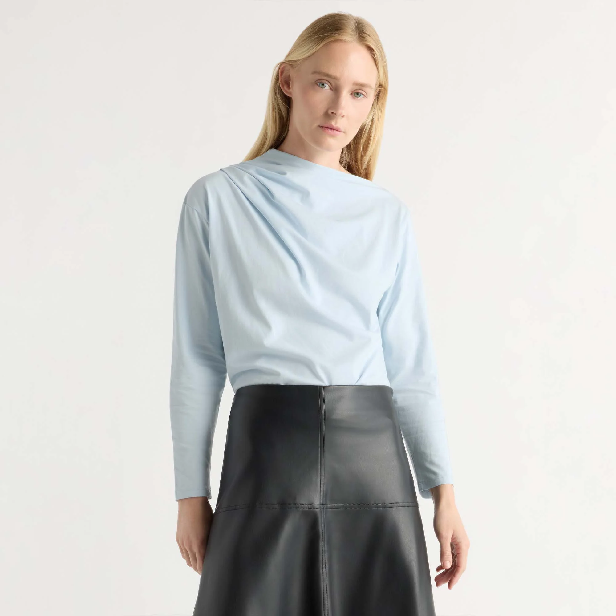 Kenira Asymmetric-Neck Long-Sleeve Tee