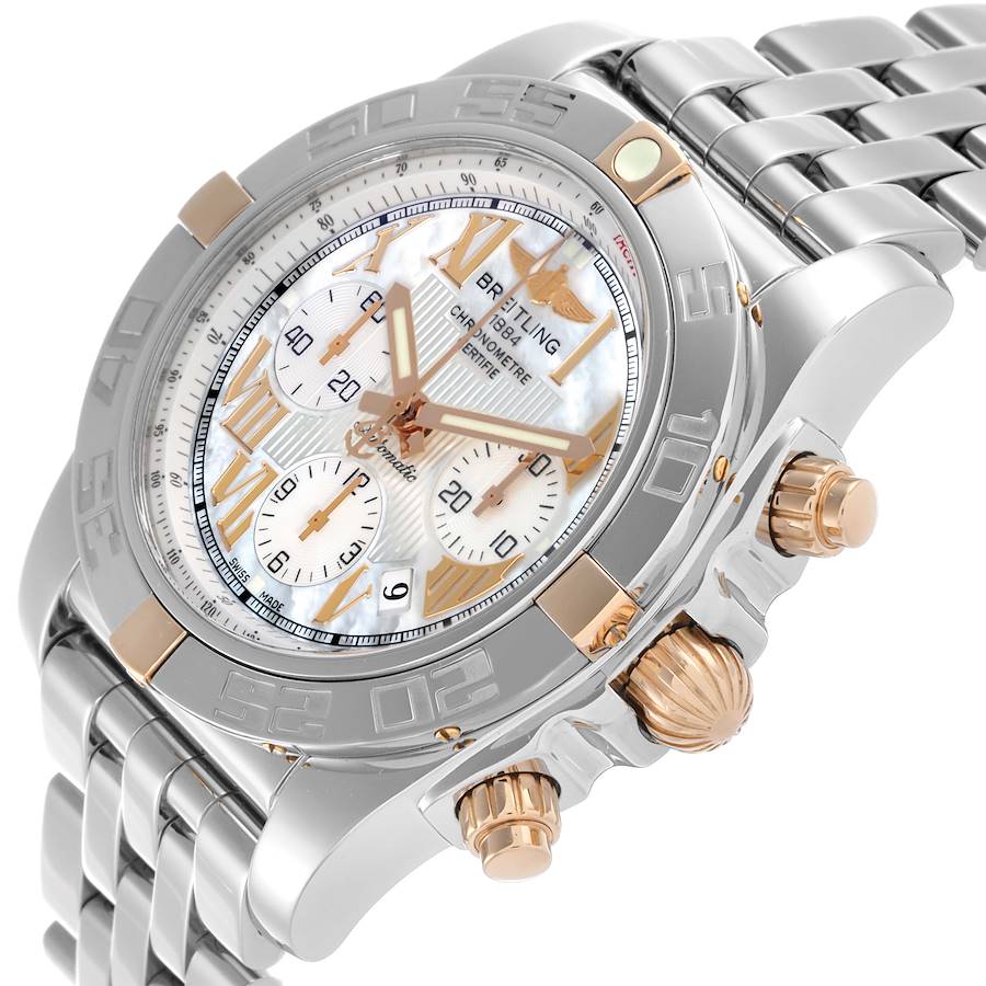 Breitling Chronomat MOP Dial Steel Rose Gold Mens Watch IB0110