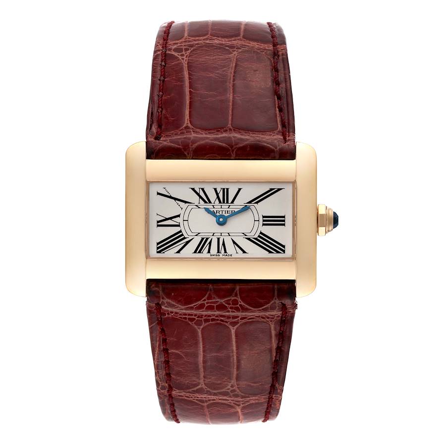 Cartier Tank Divan Mini Yellow Gold Red Strap Ladies Watch W6300356