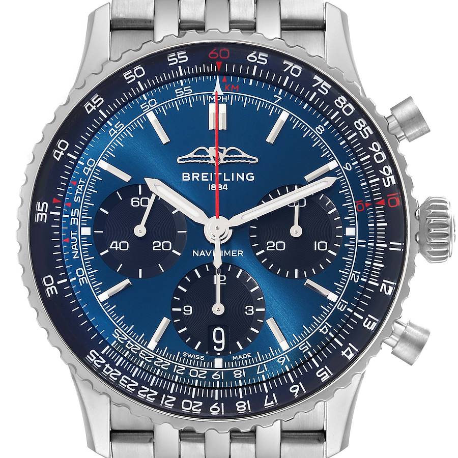 Breitling Navitimer B01 Chronograph 41 Blue Dial Steel Mens Watch AB0139