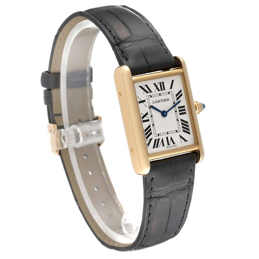 Cartier Tank Louis Yellow Gold Silver Dial Mens Watch WGTA0067 Card