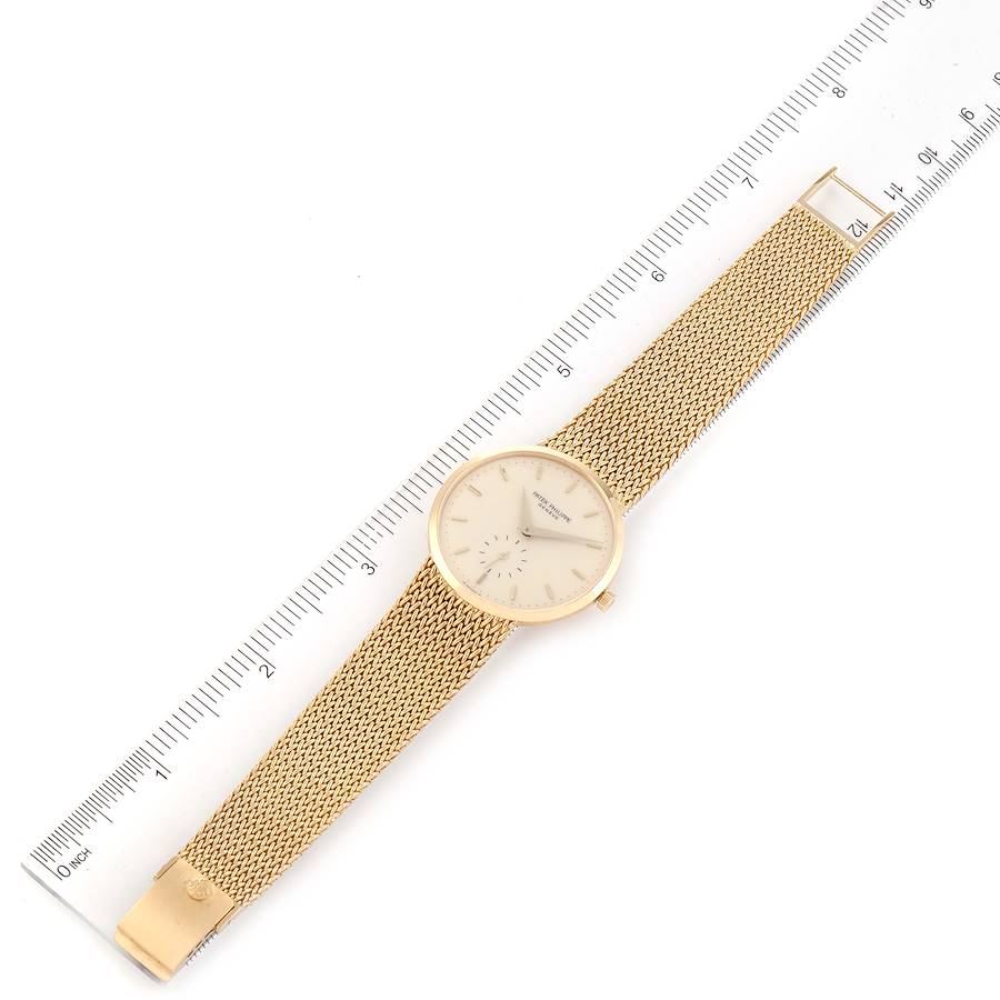 Patek Philippe Calatrava 18k Yellow Gold Ivory Dial Mens Watch 3893