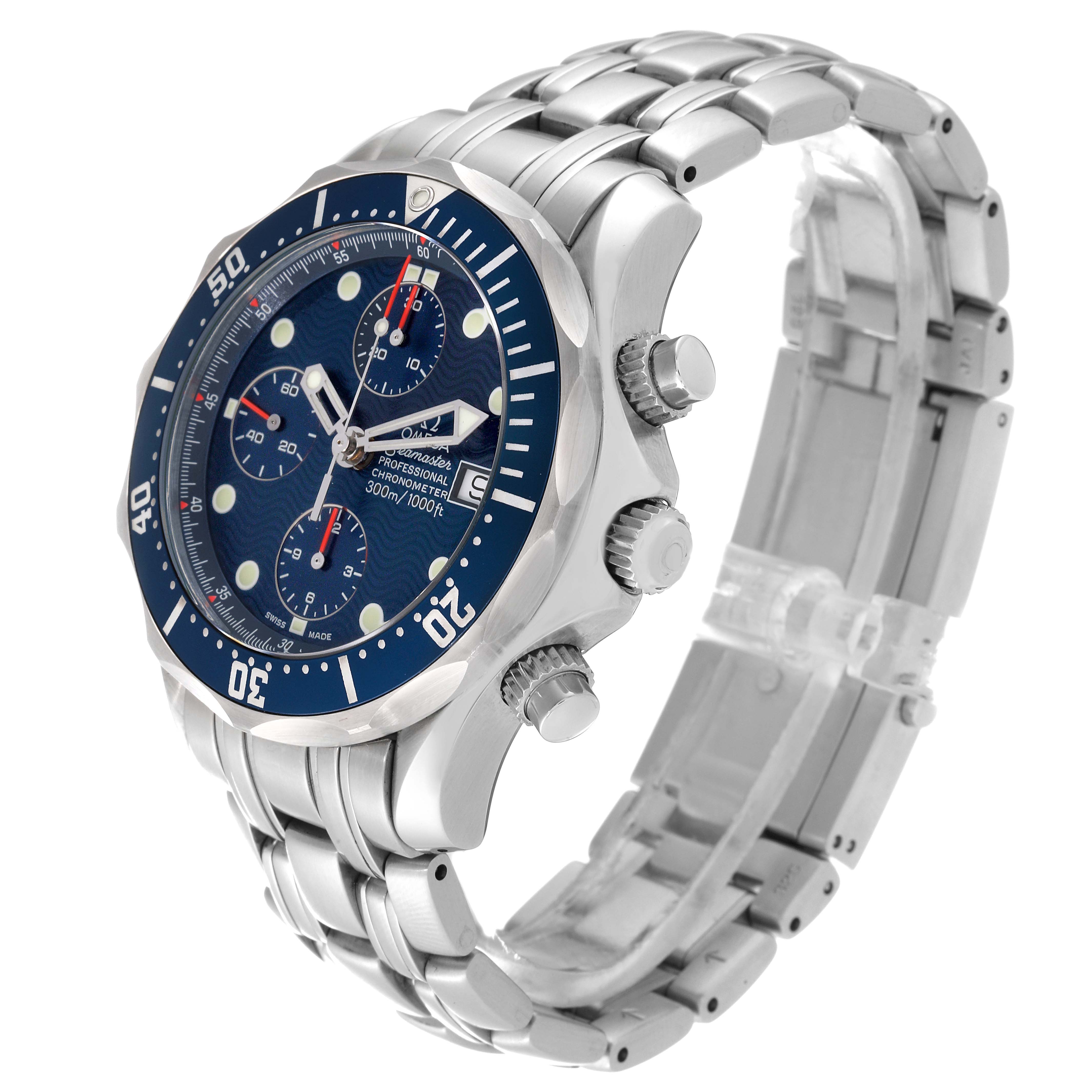 Omega Seamaster Blue Dial Chronograph Steel Mens Watch 41.5 MM 2599.80.00 Card