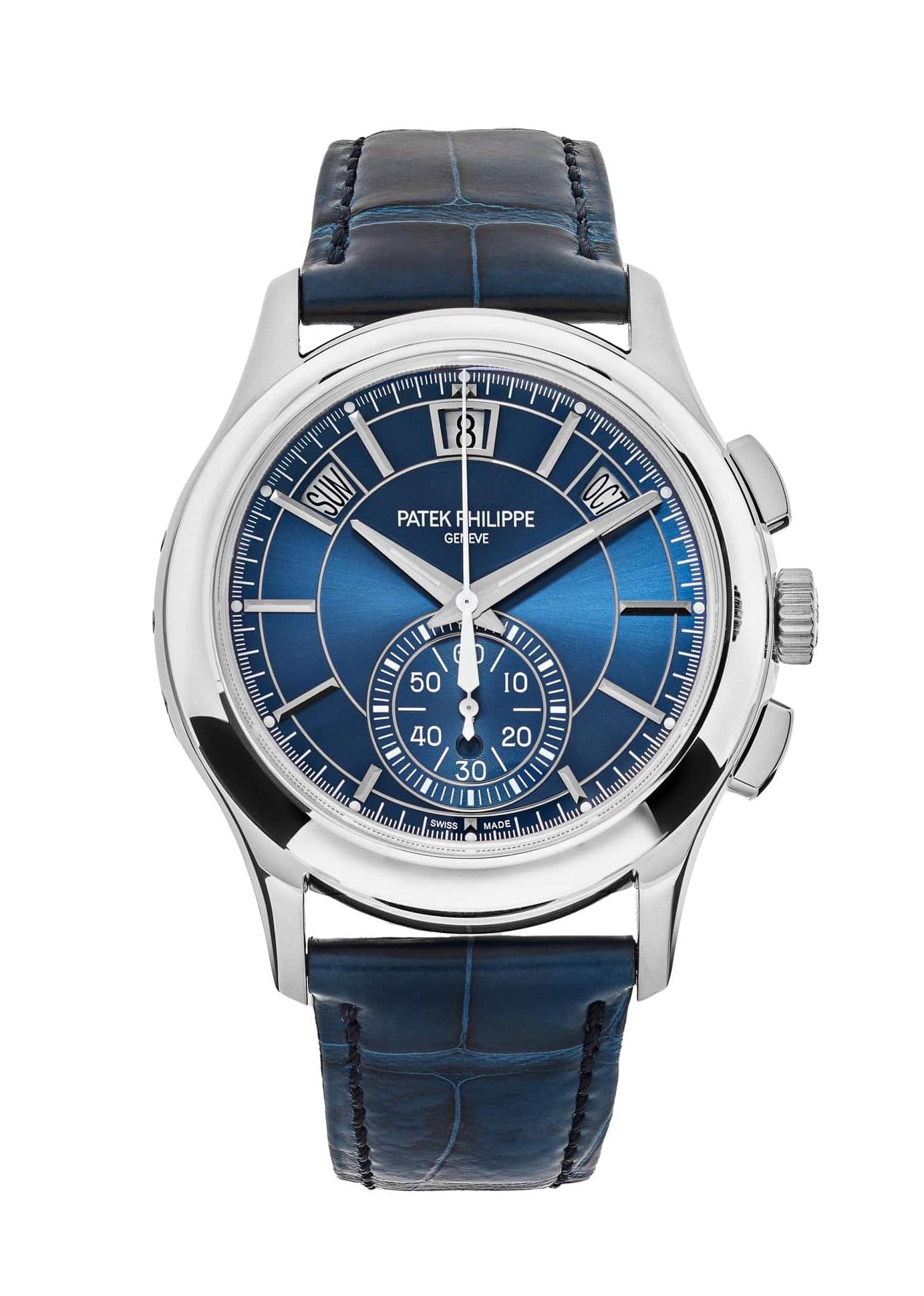 Pate Phili Complications Blue Dial Platinum Chronograph 5905P-001 | Emperor Watch