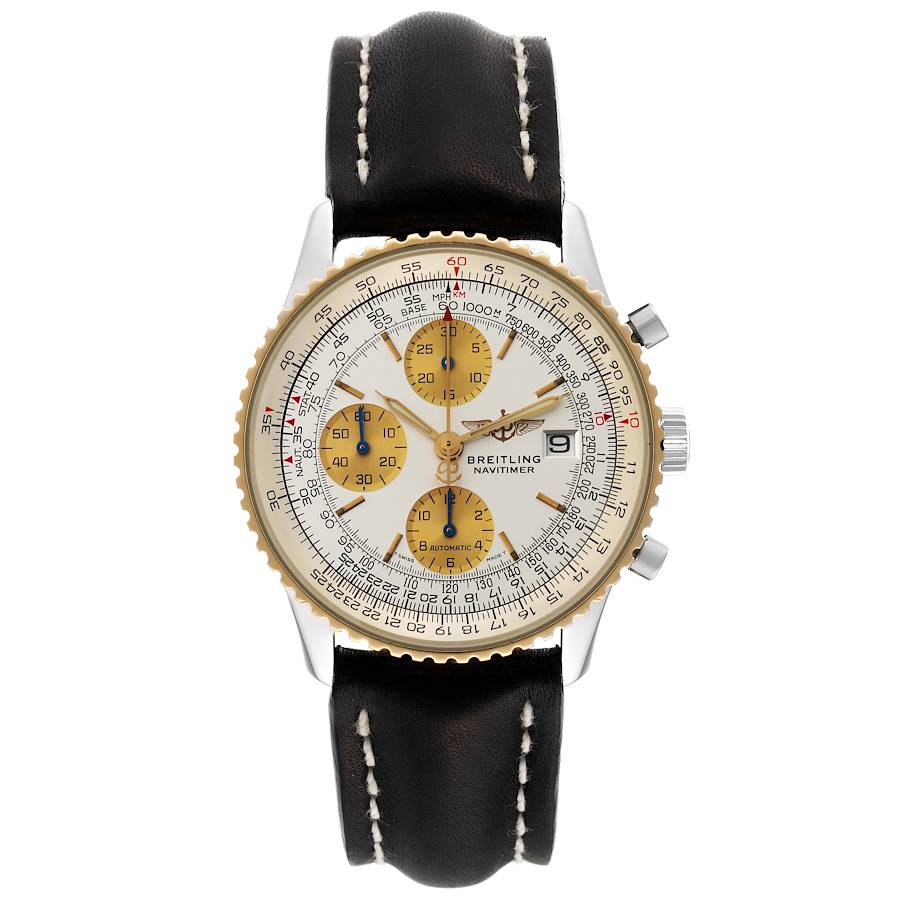 Breitling Navitimer II Steel 18K Yellow Gold Silver Dial Mens Watch D13022