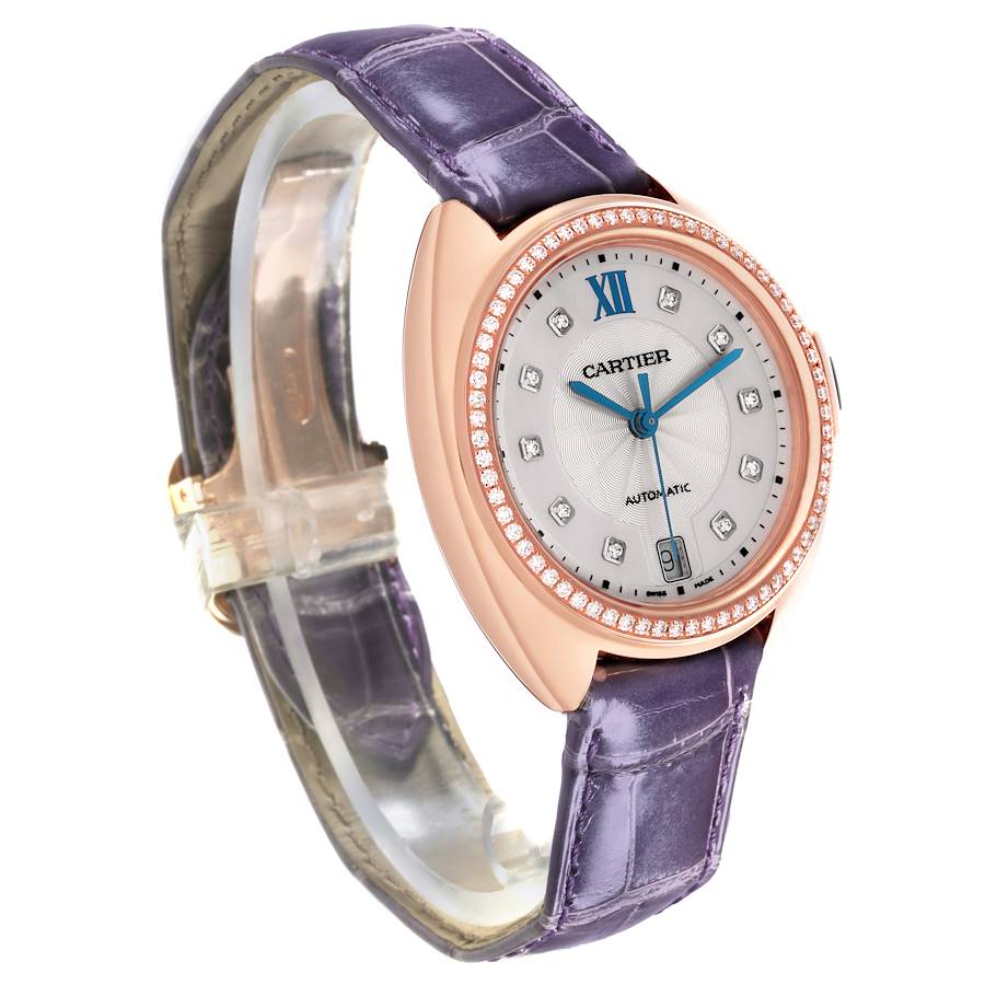 Cartier Cle Rose Gold Automatic Diamond Ladies Watch WJCL0039