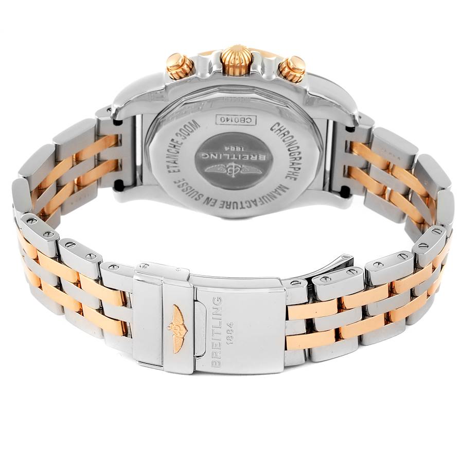 Breitling Chronomat 41 Steel Rose Gold Silver Dial Mens Watch CB0140
