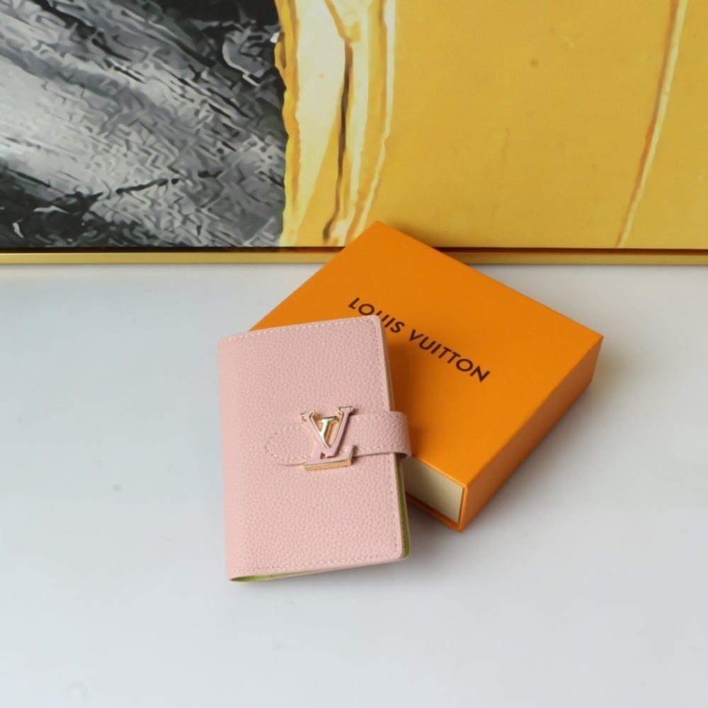 Louis Vuitton Lv Vertical Compact Wallet Taurillon Leather Rose 12Cm