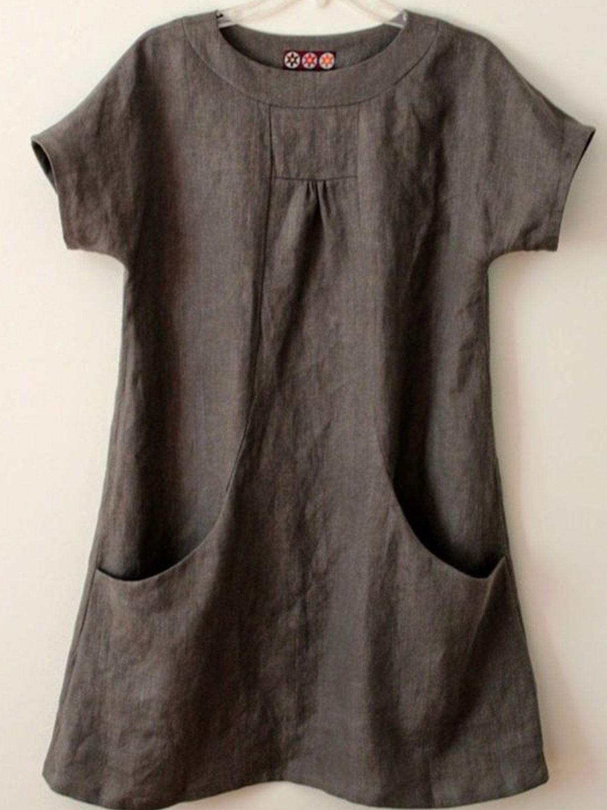 Short Sleeve Pockets Cotton-Blend Shirts & Tops