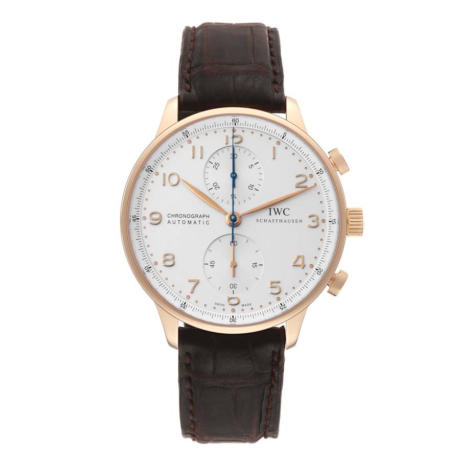IWC Portuguese Chronograph Rose Gold Silver Dial Mens Watch IW371402