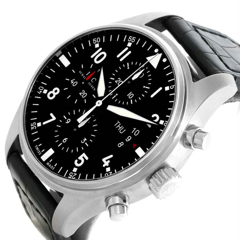 IWC Pilot Black Dial Chronograph Automatic Mens Watch IW377701