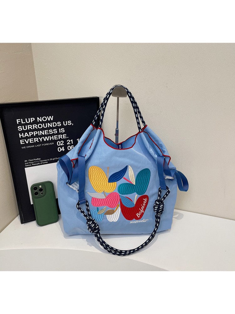 Casual Colorblock Embroidery Pattern Tote Bag