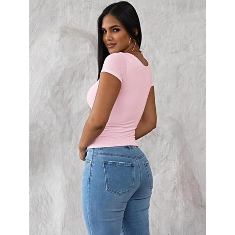 Womens Summer Sexy Square Neck Tops