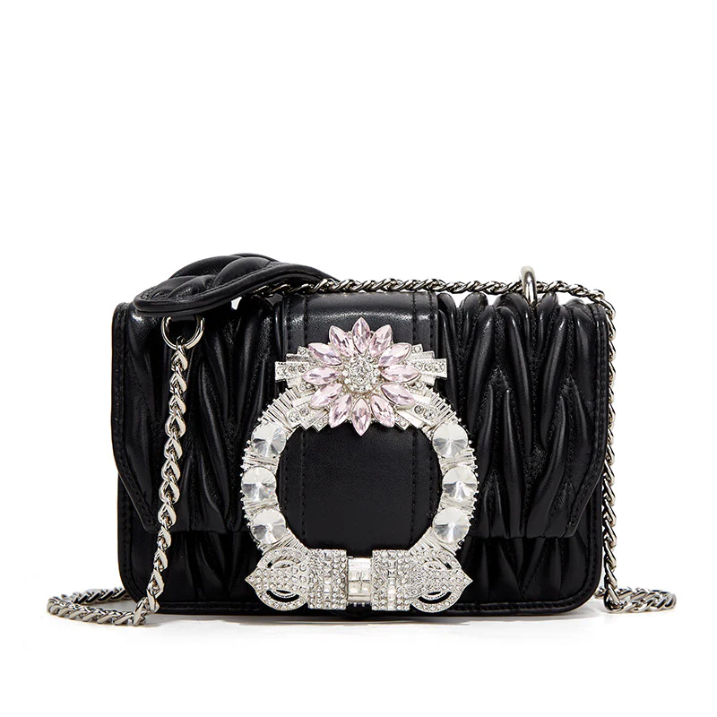 new style bags for women, diamond-encrusted women’s bags, pleated chain bags, high-end armpit bags, versatile crossbody bags
