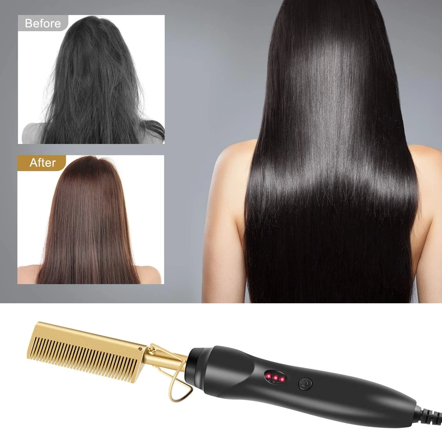 Megalook Electric Hot Comb Scald Straightening Comb for Wigs