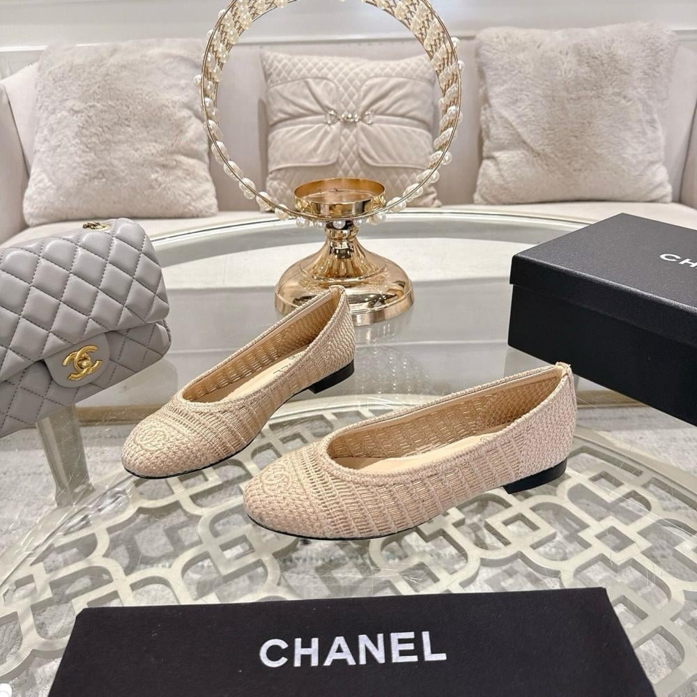 Chanel Ballet Flats Raffia Beige G46352 B19806 NAFBC