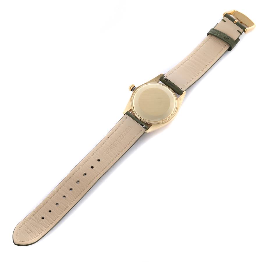 Rolex Date Yellow Gold Leather Strap Automatic Vintage Mens Watch 1503