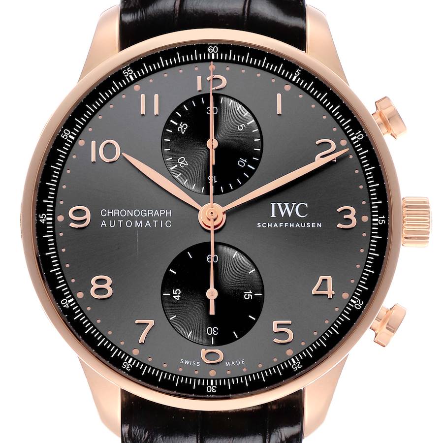 IWC Portugieser Chronograph Rose Gold Slate Dial Mens Watch IW371610