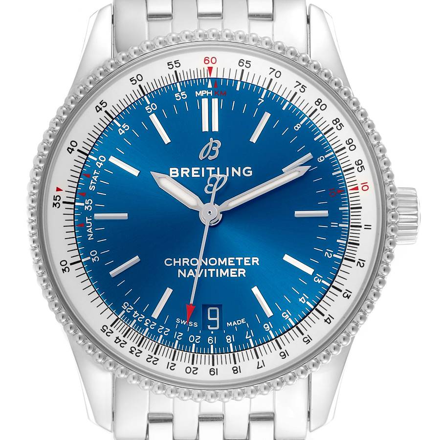 Breitling Navitimer 38 Automatic Blue Dial Steel Mens Watch A17325