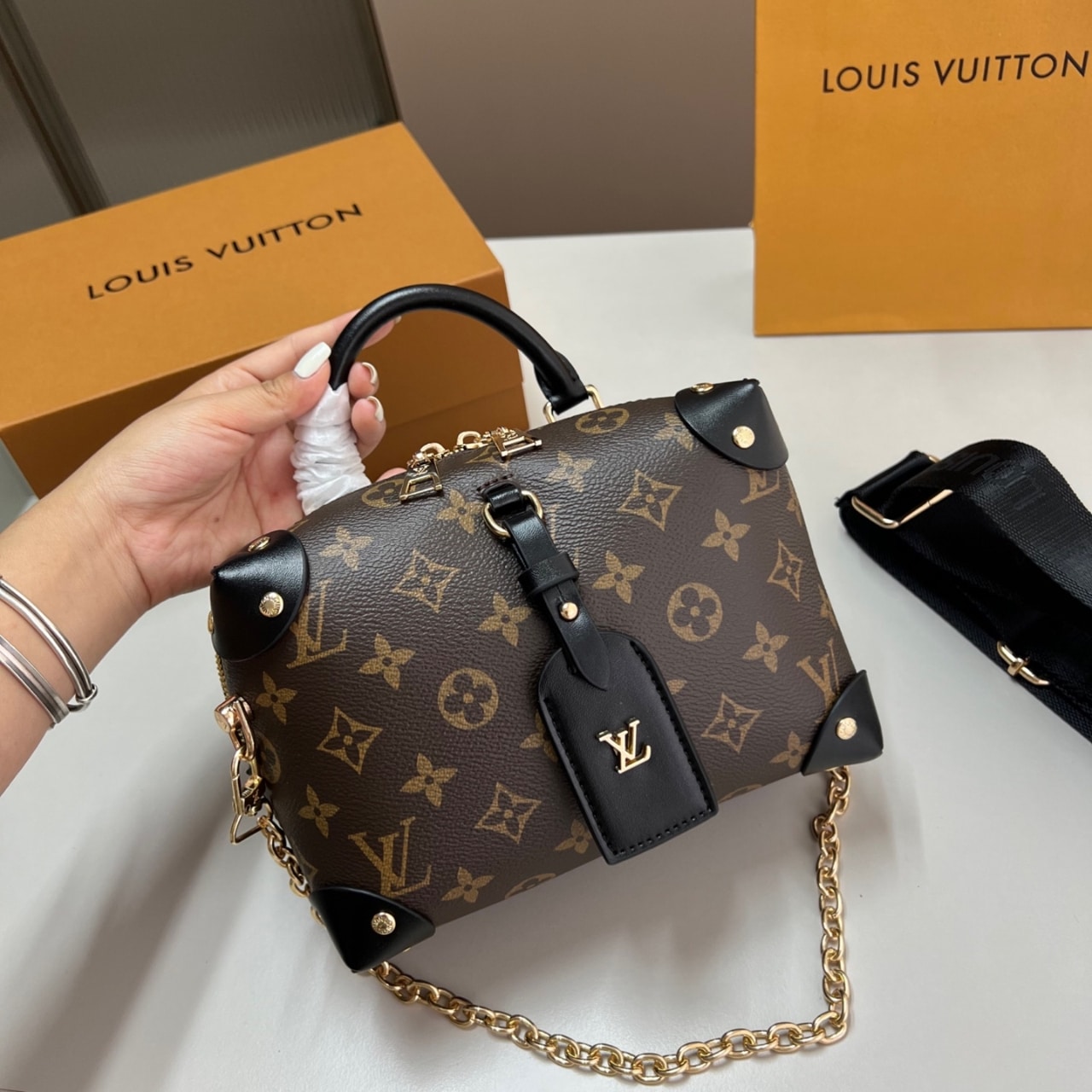 Louis Vuitton Petite Malle Souple Monogram Bag Brown 20cm M45571