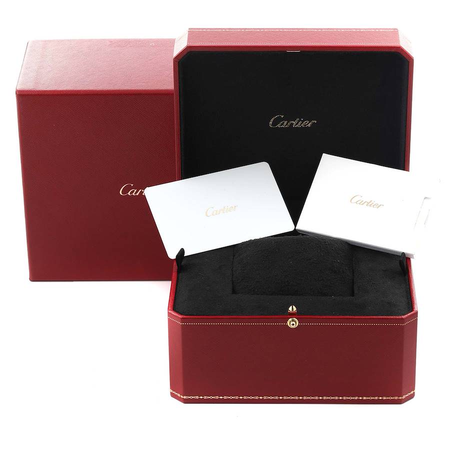 Cartier Santos Dumont Yellow Gold Blue Dial Mens Watch WGSA0077