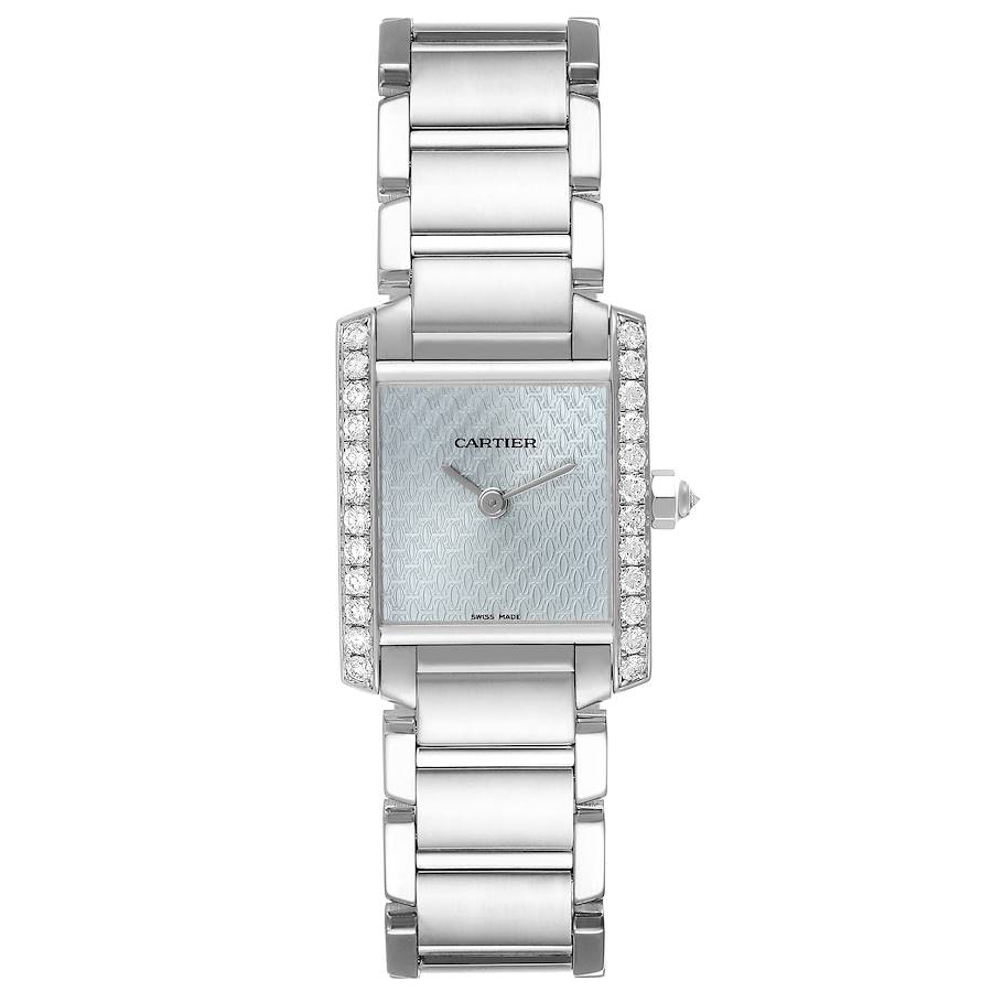 Cartier Tank Francaise White Gold Blue Dial Diamond Ladies Watch 2403