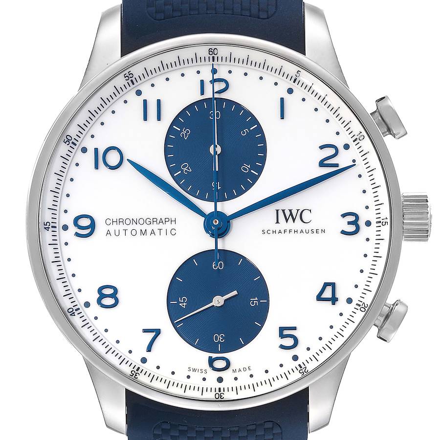 IWC Portuguese Chronograph White Dial Steel Mens Watch IW371620