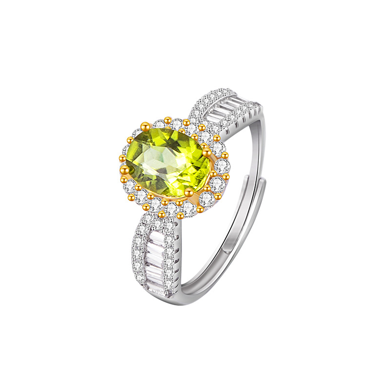 GemVibra S925 Silver Open Statement Ring with Multi-Gemstone Halo & Rhinestone Accents