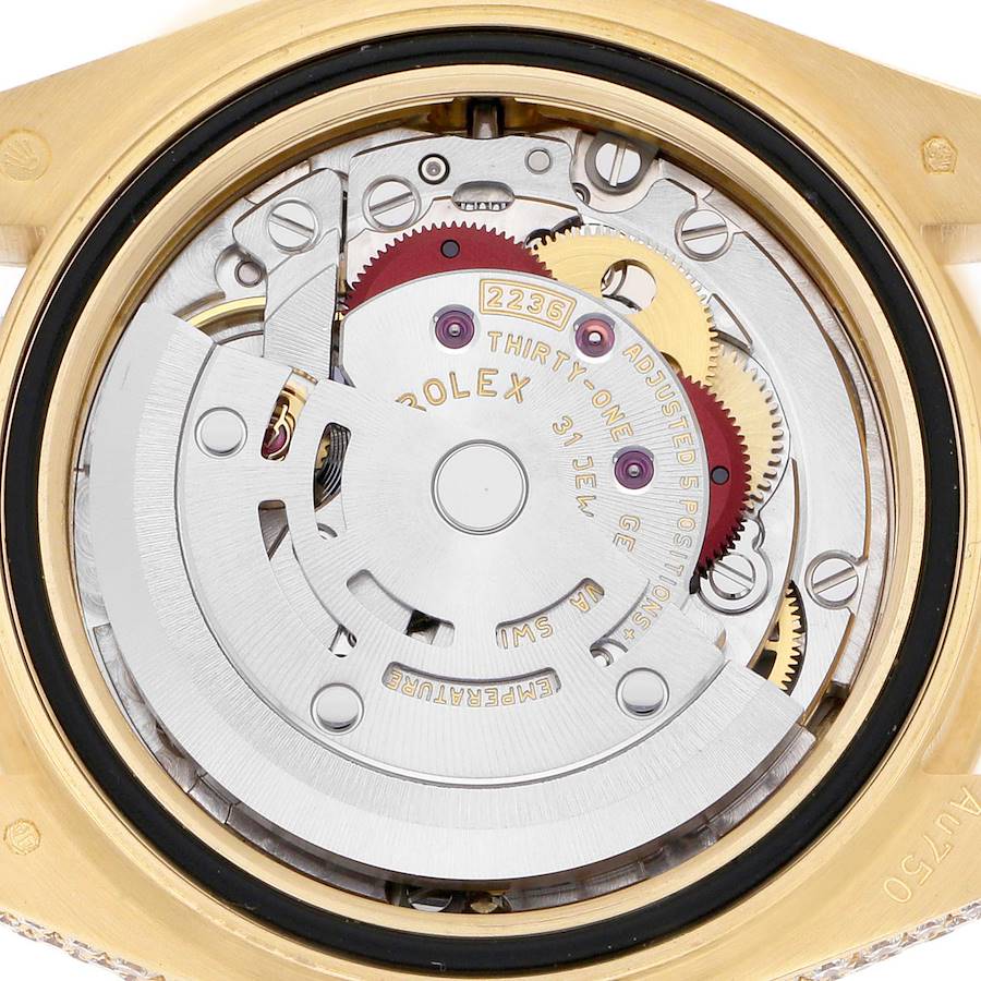 Rolex President Yellow Gold Pave Diamond Ladies Watch 279458