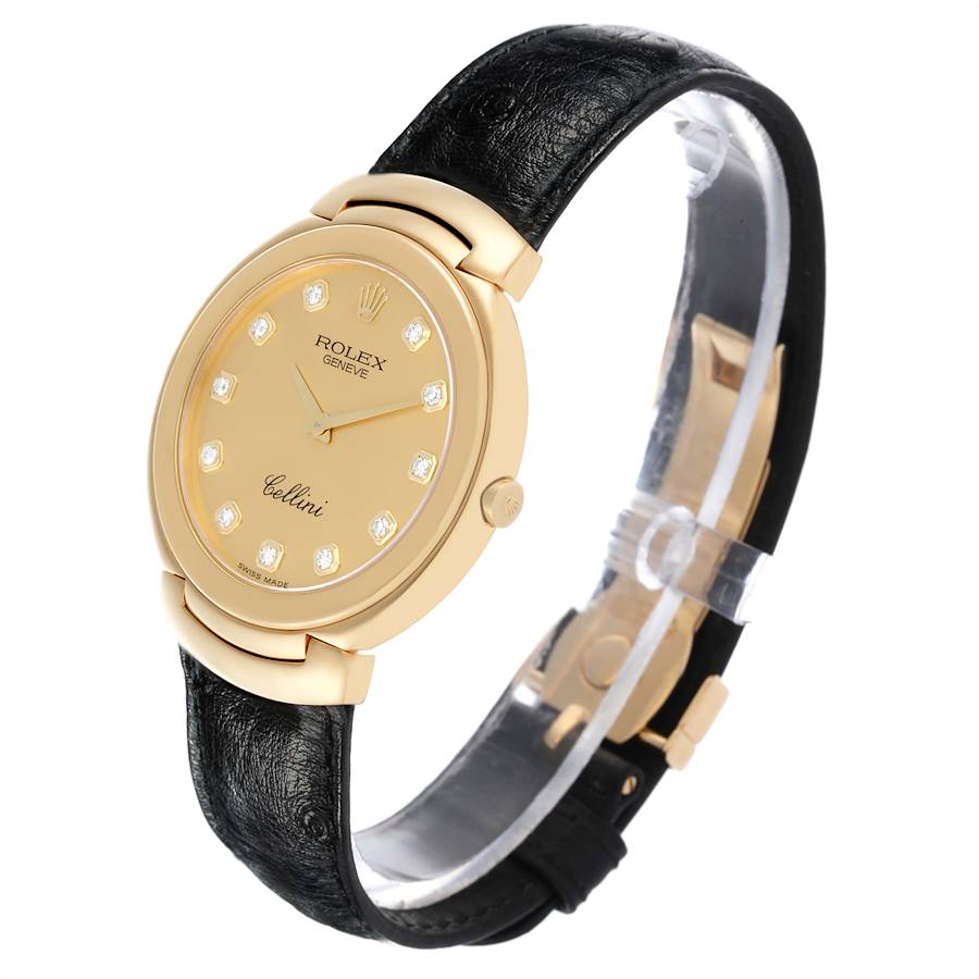 Rolex Cellini Yellow Gold Champagne Diamond Dial Mens Watch 6623